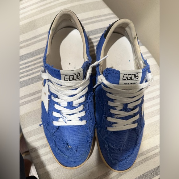 Golden Goose Distressed Blue and White Sneakers - Picture 3 of 9